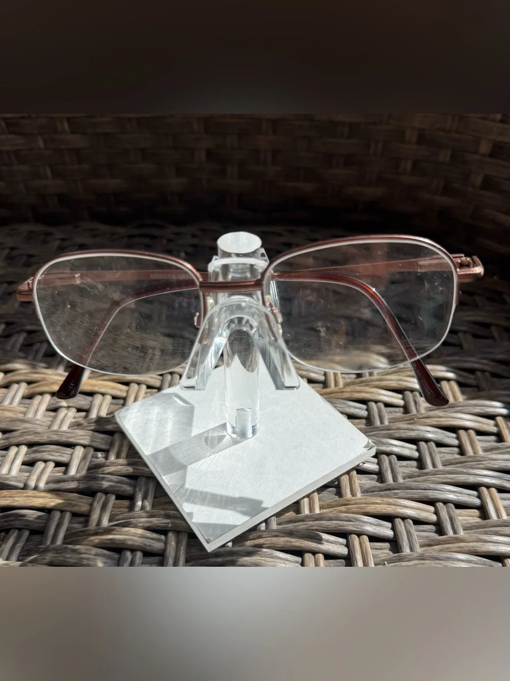 Modern Greg Coffee Brown Metal Half Rim Eyeglass Frames Only 54-16-145 Stylish